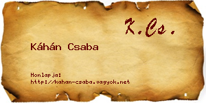 Káhán Csaba névjegykártya